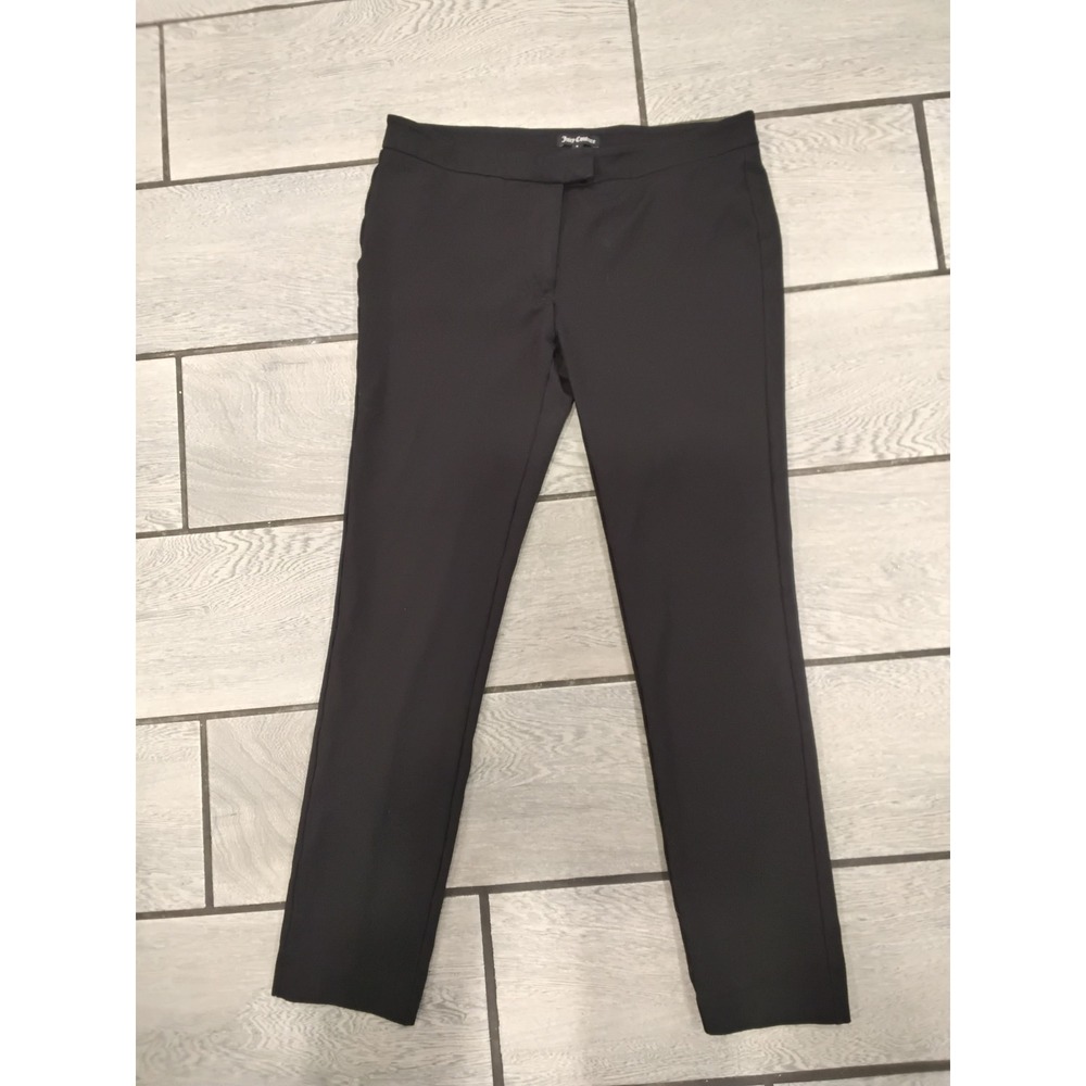 Juicy Couture Black Trousers Pants Womens Size 8 Straight Leg Gold Button Detail
